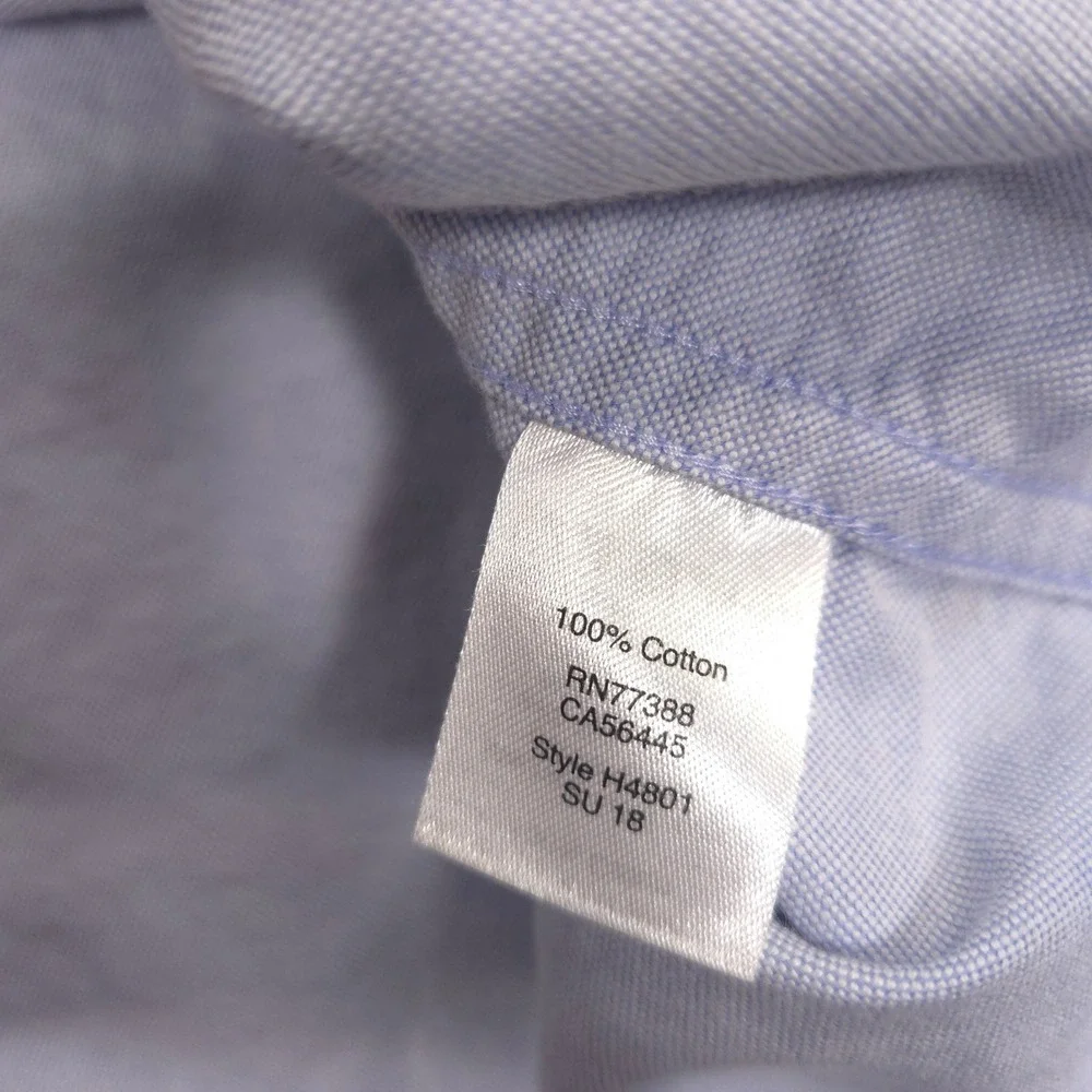 J Crew Oxford Shirt Mens M Blue Embroidered Great White Sharks Flex Short Sleeve